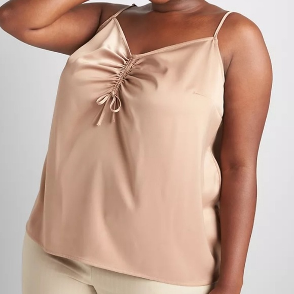 Lane Bryant 30/32 “Mesa Rose” pink satiny camisole with ruched detail - Picture 2 of 16